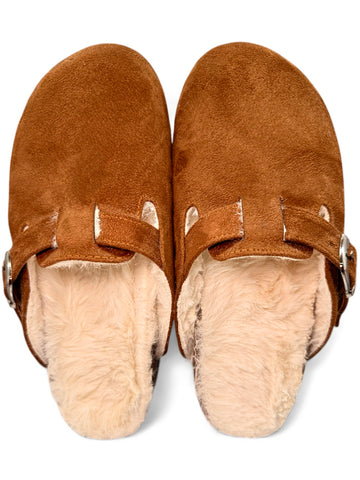 Fluffy Elegance Camel Clogs