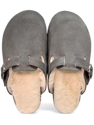 Fluffy Elegance Grey Clogs